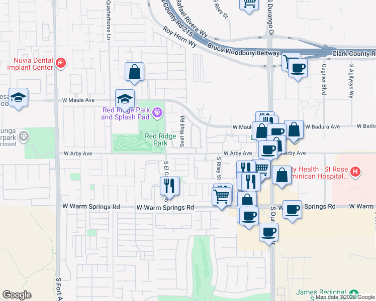 map of restaurants, bars, coffee shops, grocery stores, and more near 7071 Seat Wall Road in Las Vegas