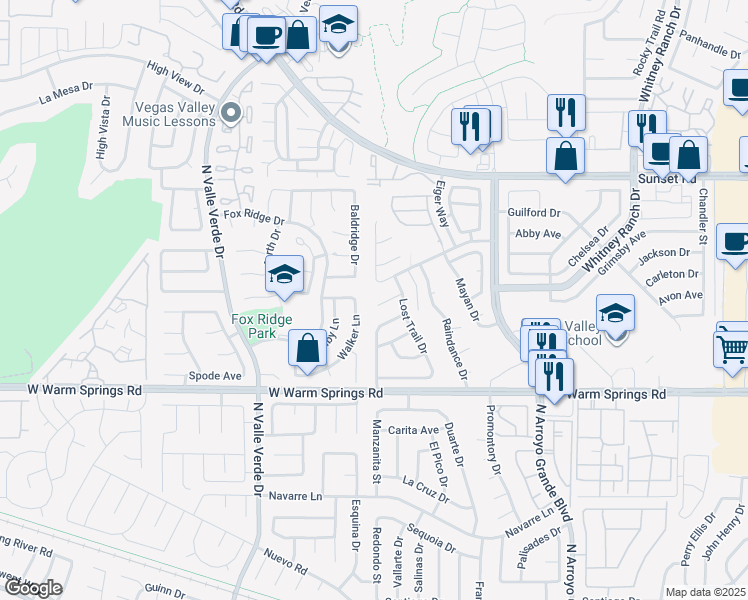 map of restaurants, bars, coffee shops, grocery stores, and more near 1741 Saddleback Court in Henderson