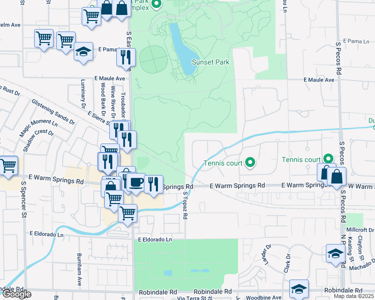map of restaurants, bars, coffee shops, grocery stores, and more near 7167 La Puebla Street in Las Vegas
