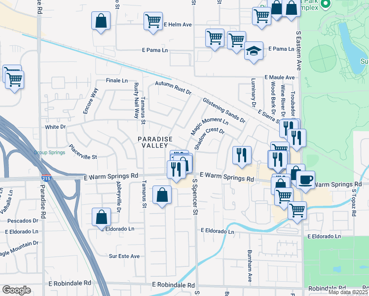 map of restaurants, bars, coffee shops, grocery stores, and more near 1770 Forest Walk Drive in Las Vegas