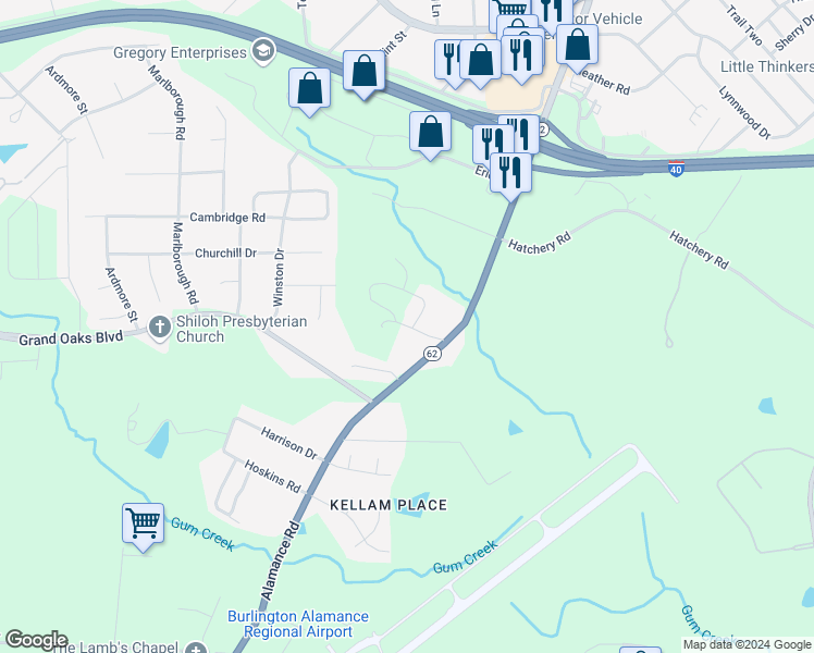 map of restaurants, bars, coffee shops, grocery stores, and more near 1080 Stowe Street in Burlington