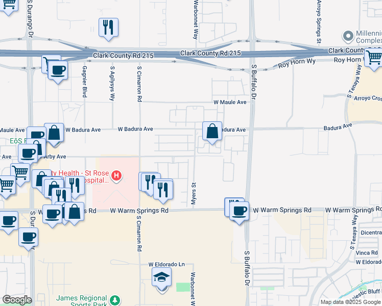 map of restaurants, bars, coffee shops, grocery stores, and more near 8011 Haywood Estate Avenue in Las Vegas