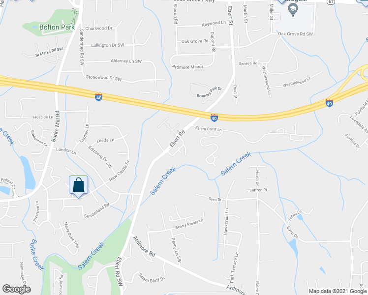 map of restaurants, bars, coffee shops, grocery stores, and more near 1909 Chateau Ridge Drive in Winston-Salem