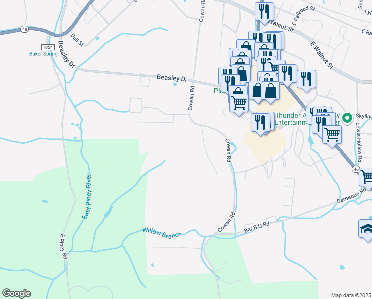 map of restaurants, bars, coffee shops, grocery stores, and more near 122 Saw Mill Road in Dickson