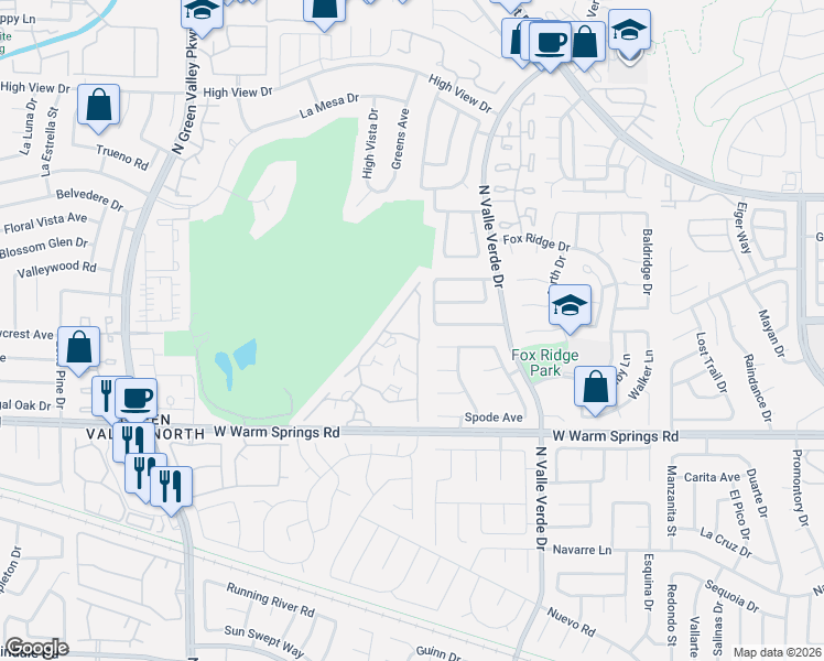 map of restaurants, bars, coffee shops, grocery stores, and more near 458-480 Indigo Spring in Henderson