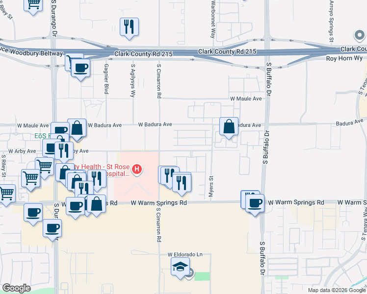 map of restaurants, bars, coffee shops, grocery stores, and more near 8073 Misty Canyon Avenue in Las Vegas