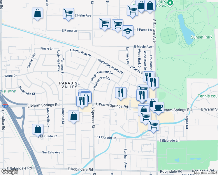 map of restaurants, bars, coffee shops, grocery stores, and more near 7166 Nordic Lights Drive in Las Vegas