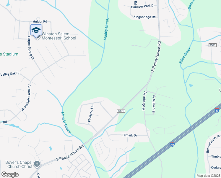 map of restaurants, bars, coffee shops, grocery stores, and more near 620 South Peace Haven Road in Winston-Salem