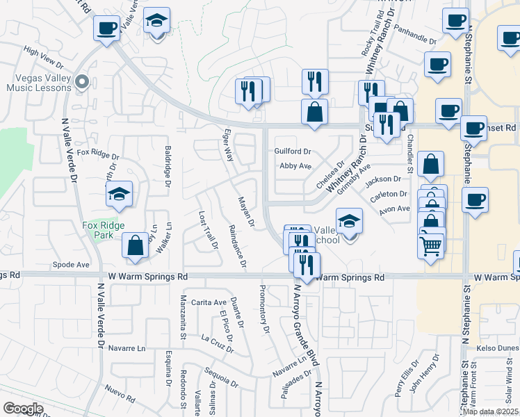 map of restaurants, bars, coffee shops, grocery stores, and more near 1706 Toltec Circle in Henderson