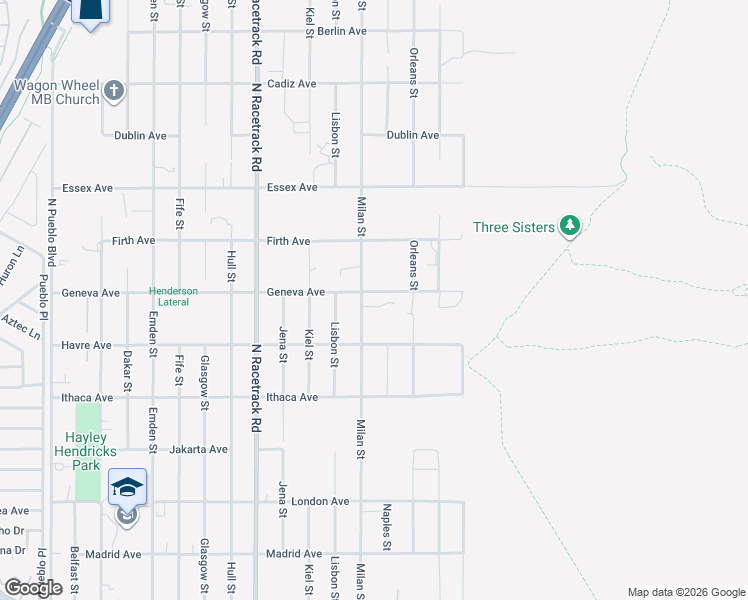 map of restaurants, bars, coffee shops, grocery stores, and more near 441 Milan Street in Henderson