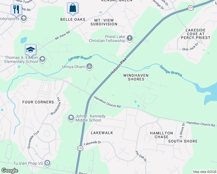 map of restaurants, bars, coffee shops, grocery stores, and more near 2211 Hobson Pike in Nashville