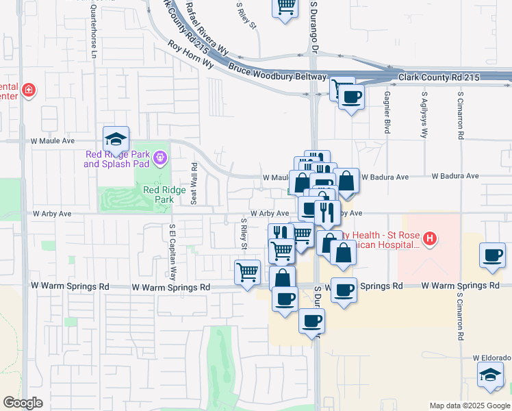 map of restaurants, bars, coffee shops, grocery stores, and more near 8777 West Maule Avenue in Las Vegas