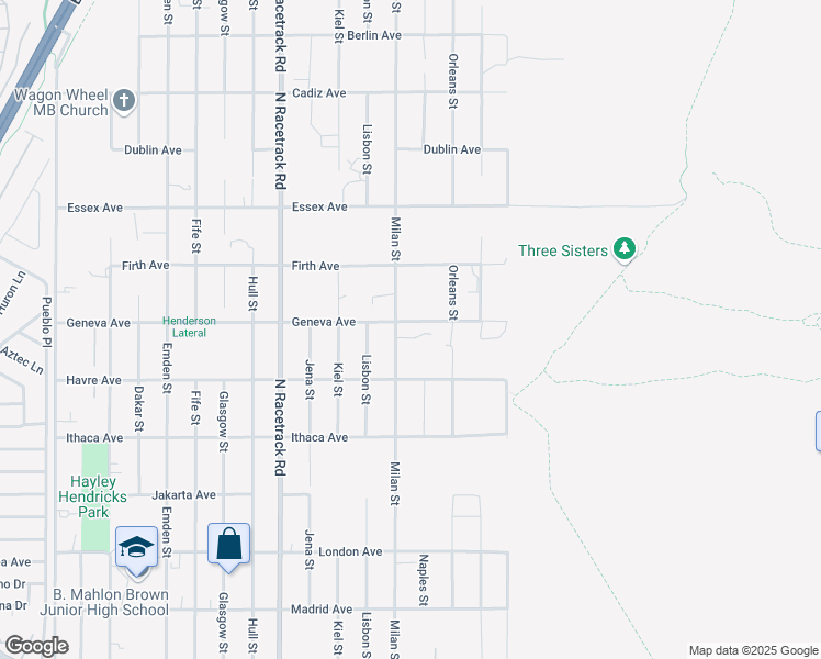 map of restaurants, bars, coffee shops, grocery stores, and more near 441 Milan Street in Henderson