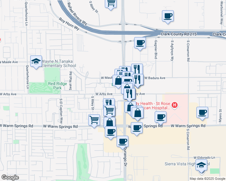 map of restaurants, bars, coffee shops, grocery stores, and more near 8777 West Maule Avenue in Las Vegas