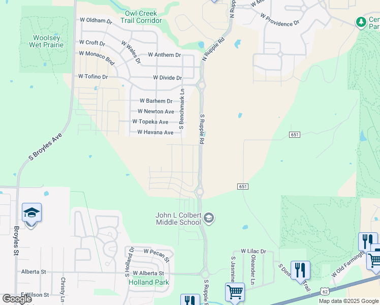 map of restaurants, bars, coffee shops, grocery stores, and more near 370 South Dinsmore Trail in Fayetteville