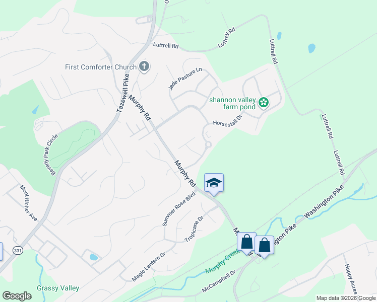 map of restaurants, bars, coffee shops, grocery stores, and more near 4716 Dawn Oaks Lane in Knoxville