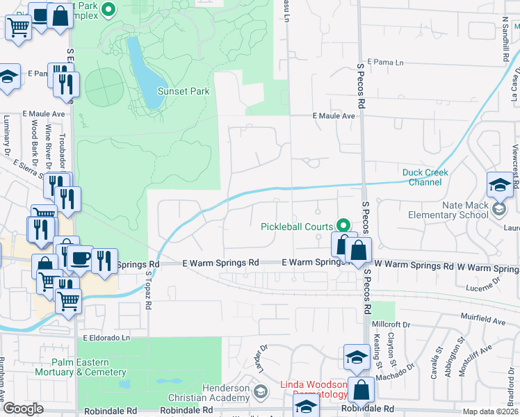 map of restaurants, bars, coffee shops, grocery stores, and more near 3102 La Mirada Avenue in Las Vegas