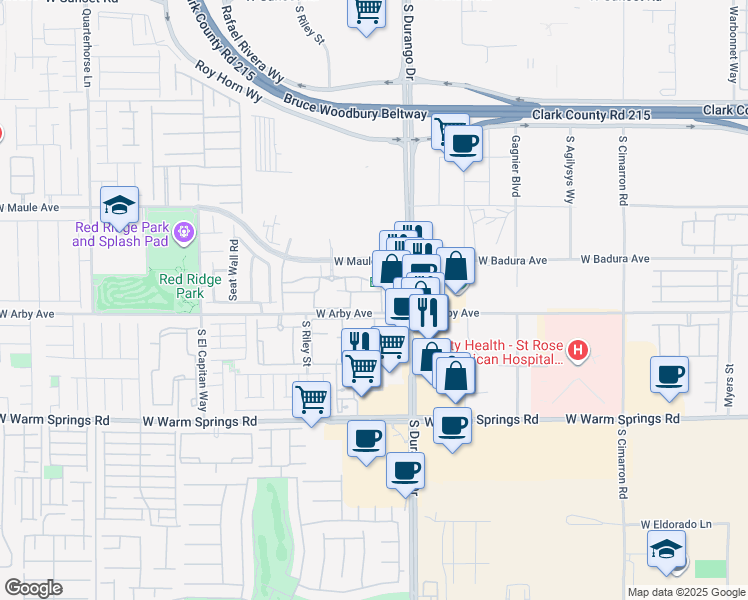 map of restaurants, bars, coffee shops, grocery stores, and more near 8777 West Maule Avenue in Las Vegas