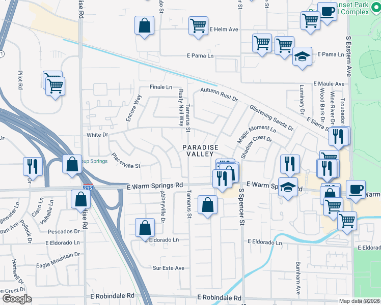 map of restaurants, bars, coffee shops, grocery stores, and more near 1460 Lawman Court in Las Vegas