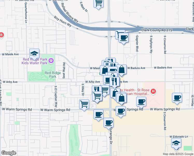 map of restaurants, bars, coffee shops, grocery stores, and more near 8777 West Maule Avenue in Las Vegas