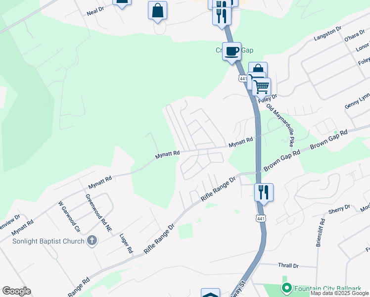 map of restaurants, bars, coffee shops, grocery stores, and more near 3317 Mynatt Road in Knoxville