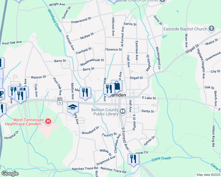 map of restaurants, bars, coffee shops, grocery stores, and more near 117 Washington Avenue in Camden