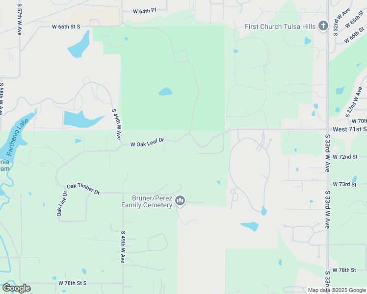 map of restaurants, bars, coffee shops, grocery stores, and more near 4404 West Oak Leaf Drive in Tulsa