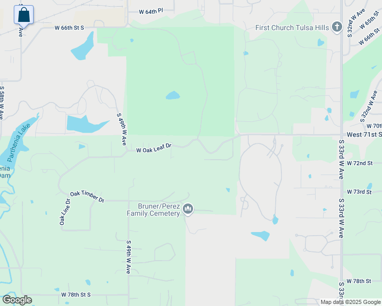 map of restaurants, bars, coffee shops, grocery stores, and more near 4404 West Oak Leaf Drive in Tulsa