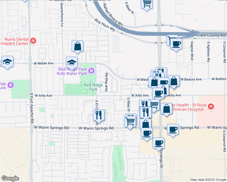 map of restaurants, bars, coffee shops, grocery stores, and more near 7075 Coventry Glenn Road in Las Vegas