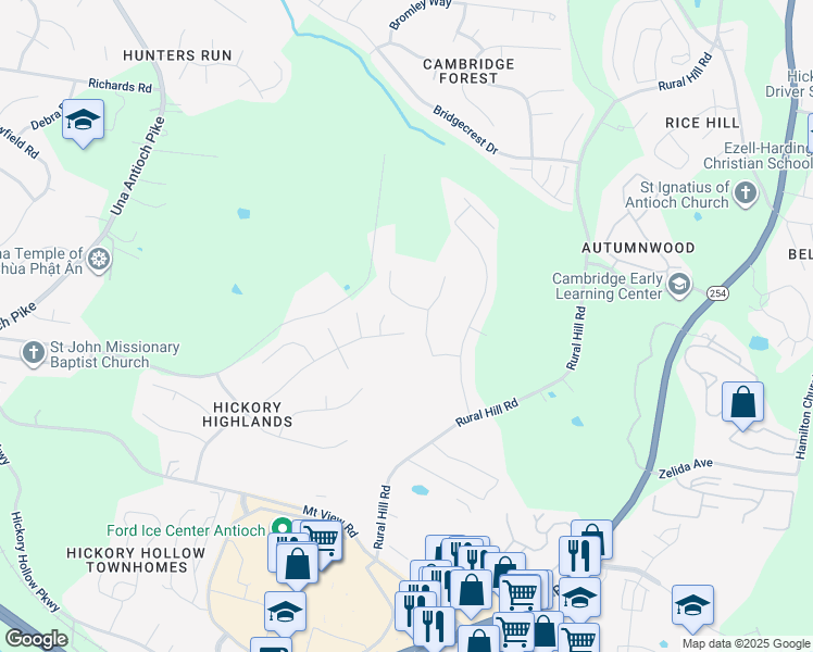 map of restaurants, bars, coffee shops, grocery stores, and more near 5197 Highlander Drive in Nashville