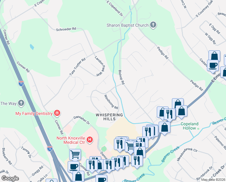 map of restaurants, bars, coffee shops, grocery stores, and more near 816 North Whispering Oak Circle in Powell