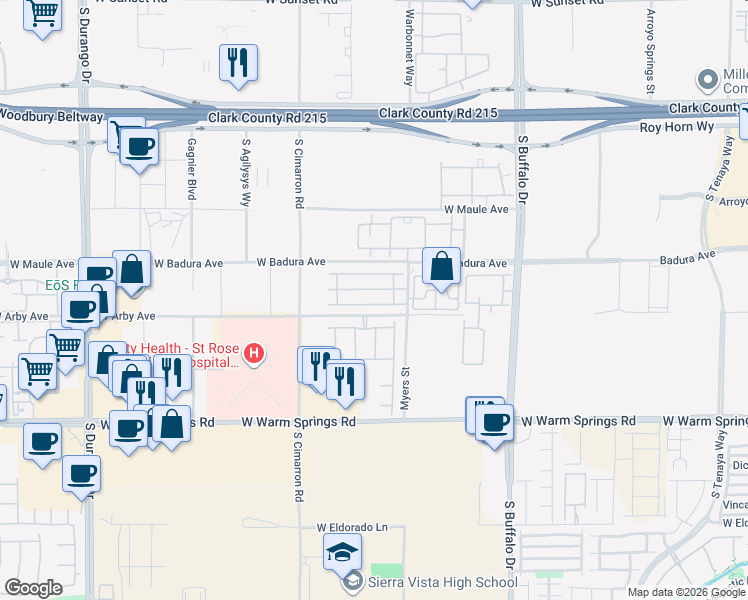 map of restaurants, bars, coffee shops, grocery stores, and more near 8052 Haywood Estate Avenue in Las Vegas