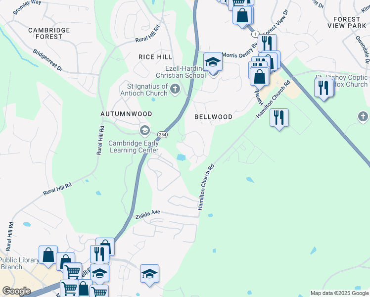 map of restaurants, bars, coffee shops, grocery stores, and more near 630 Bell Road in Antioch