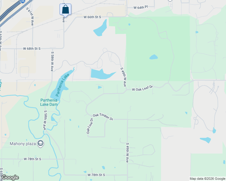 map of restaurants, bars, coffee shops, grocery stores, and more near 7168 Oak Fairway in Tulsa