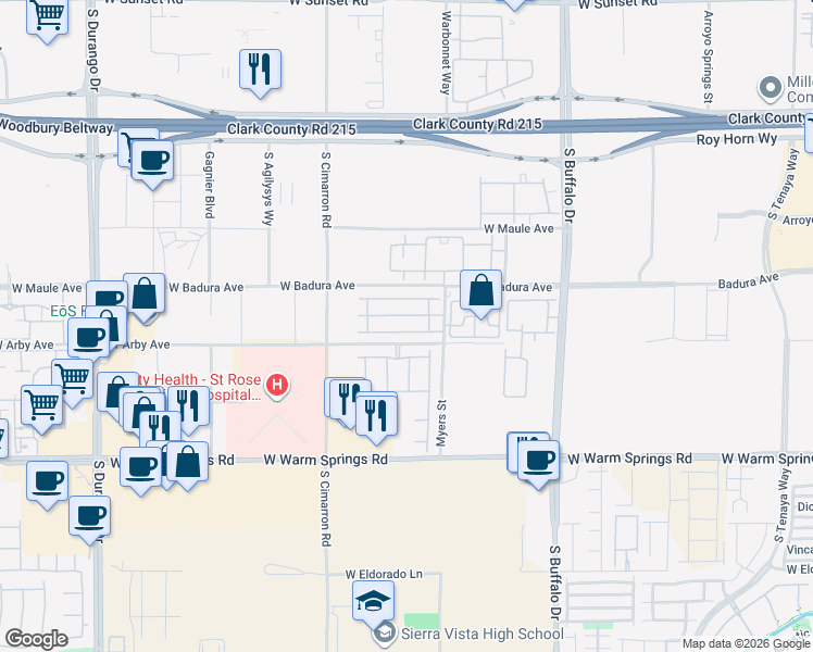 map of restaurants, bars, coffee shops, grocery stores, and more near 8052 Haywood Estate Avenue in Las Vegas