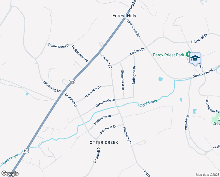 map of restaurants, bars, coffee shops, grocery stores, and more near 2009 Kingsbury Drive in Nashville