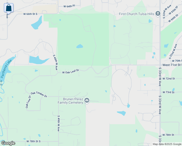 map of restaurants, bars, coffee shops, grocery stores, and more near 4404 West Oak Leaf Drive in Tulsa