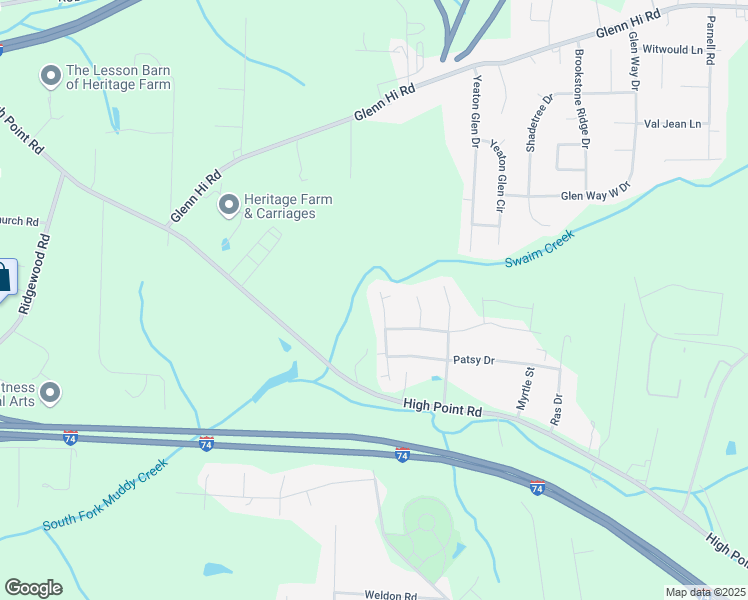 map of restaurants, bars, coffee shops, grocery stores, and more near 4020 Selda Drive in Winston-Salem