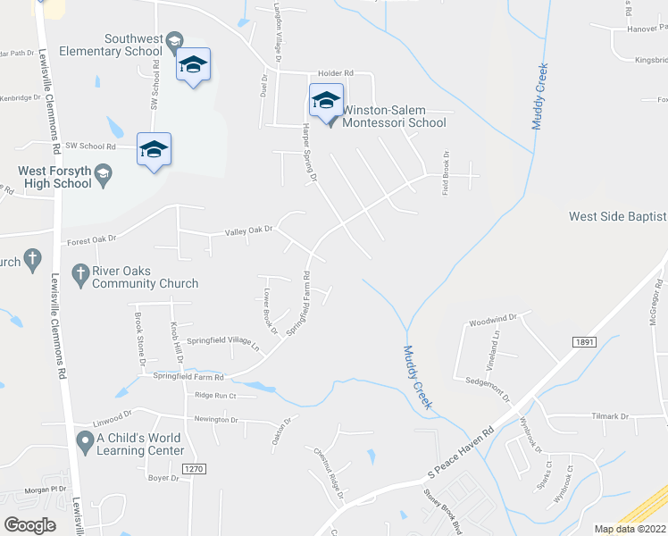 map of restaurants, bars, coffee shops, grocery stores, and more near 6500 Valleyoak Drive in Clemmons