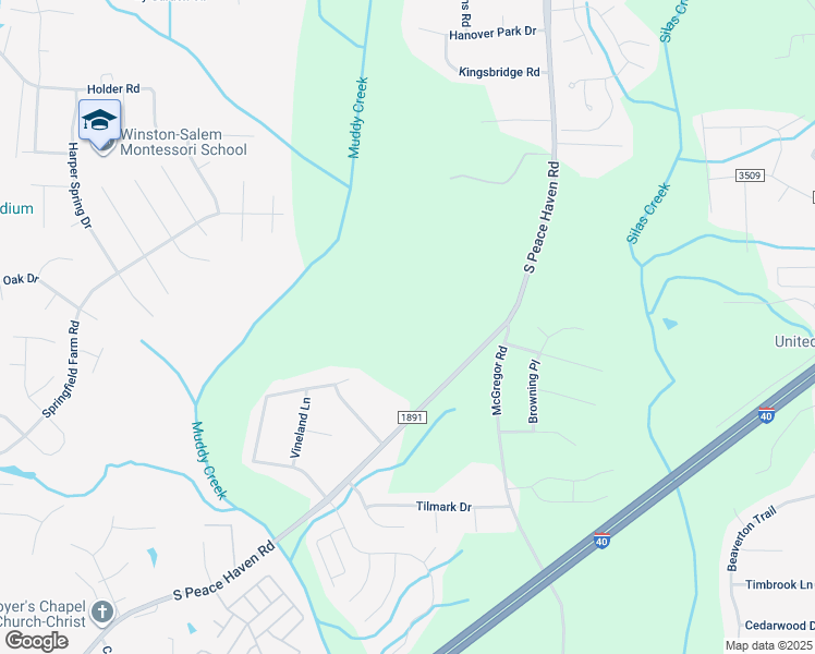 map of restaurants, bars, coffee shops, grocery stores, and more near 620 South Peace Haven Road in Winston-Salem