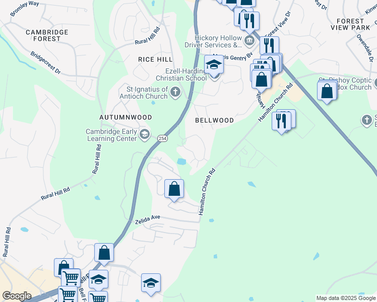 map of restaurants, bars, coffee shops, grocery stores, and more near 630 Tennessee 254 in Nashville