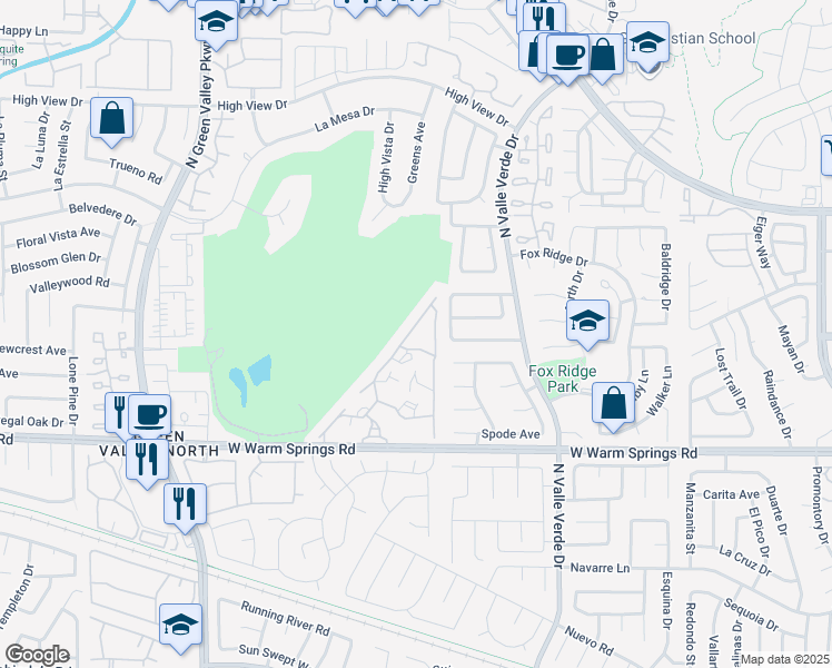 map of restaurants, bars, coffee shops, grocery stores, and more near 2050 West Warm Springs Road in Henderson