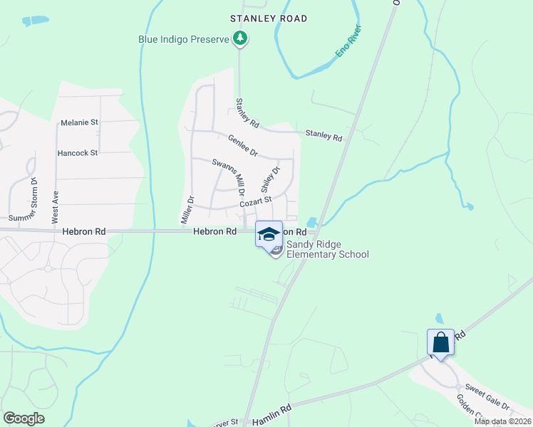 map of restaurants, bars, coffee shops, grocery stores, and more near 1304 Cozart Street in Durham