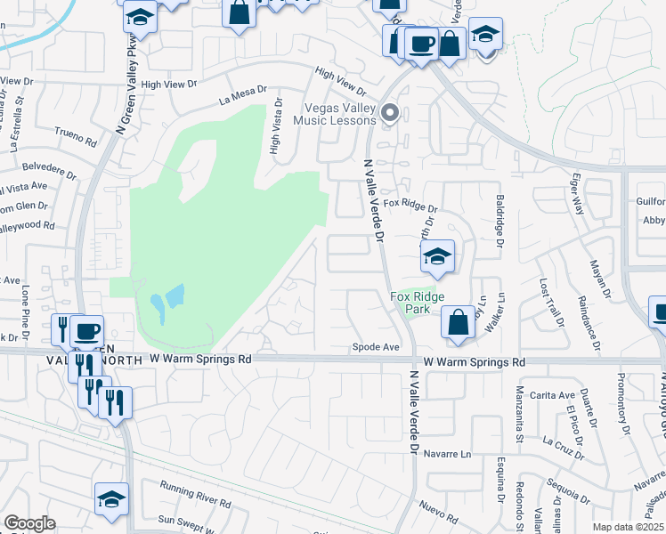 map of restaurants, bars, coffee shops, grocery stores, and more near 2220 Marlboro Drive in Henderson