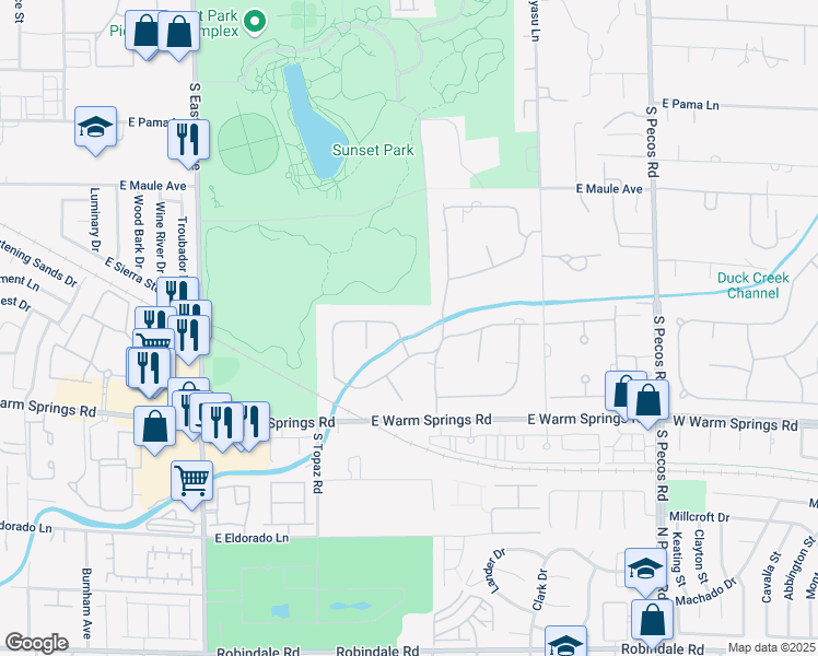 map of restaurants, bars, coffee shops, grocery stores, and more near 2916 La Casita Avenue in Las Vegas
