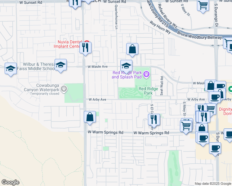 map of restaurants, bars, coffee shops, grocery stores, and more near 7060 Pacific Coast Street in Las Vegas