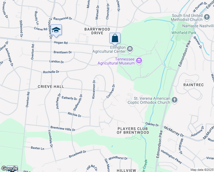map of restaurants, bars, coffee shops, grocery stores, and more near 5002 Kincannon Drive in Nashville