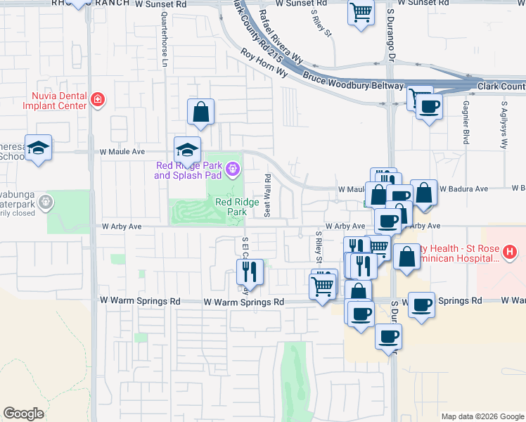 map of restaurants, bars, coffee shops, grocery stores, and more near 7071 Seat Wall Road in Las Vegas