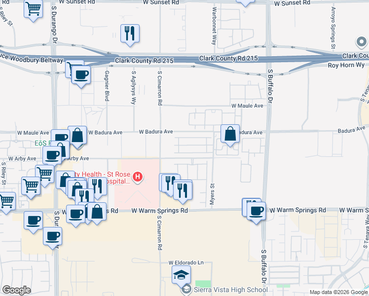 map of restaurants, bars, coffee shops, grocery stores, and more near 8089 Misty Canyon Avenue in Las Vegas