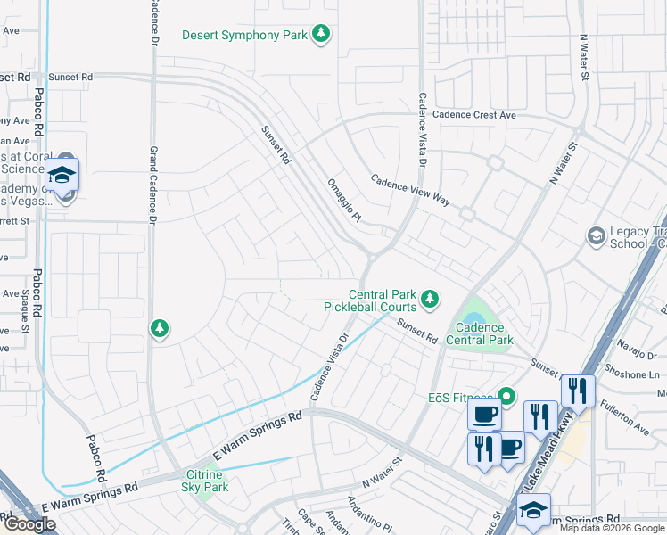 map of restaurants, bars, coffee shops, grocery stores, and more near 681 Cottonwood Hill Place in Henderson